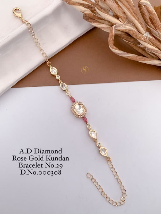 Amrah Wholesale AD Diamond Rose Gold Kundan Bracelet 29 Collection