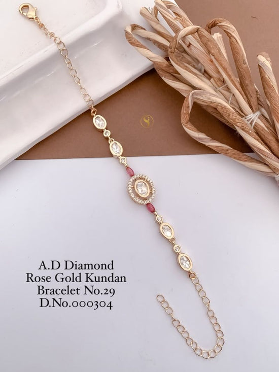Amrah Wholesale AD Diamond Rose Gold Kundan Bracelet 29 Collection