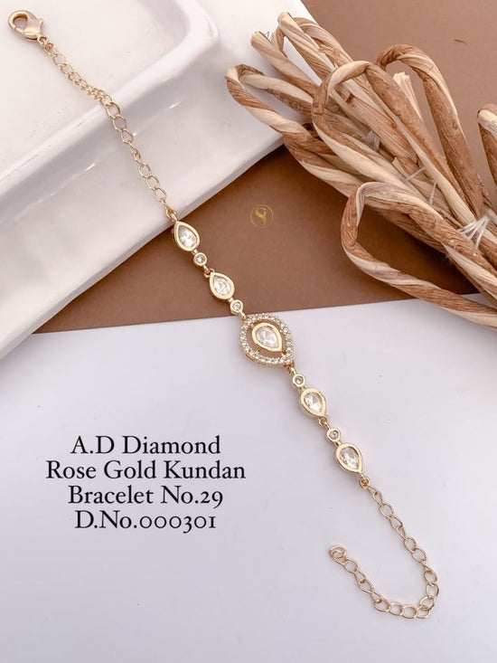 Amrah Wholesale AD Diamond Rose Gold Kundan Bracelet 29 Collection