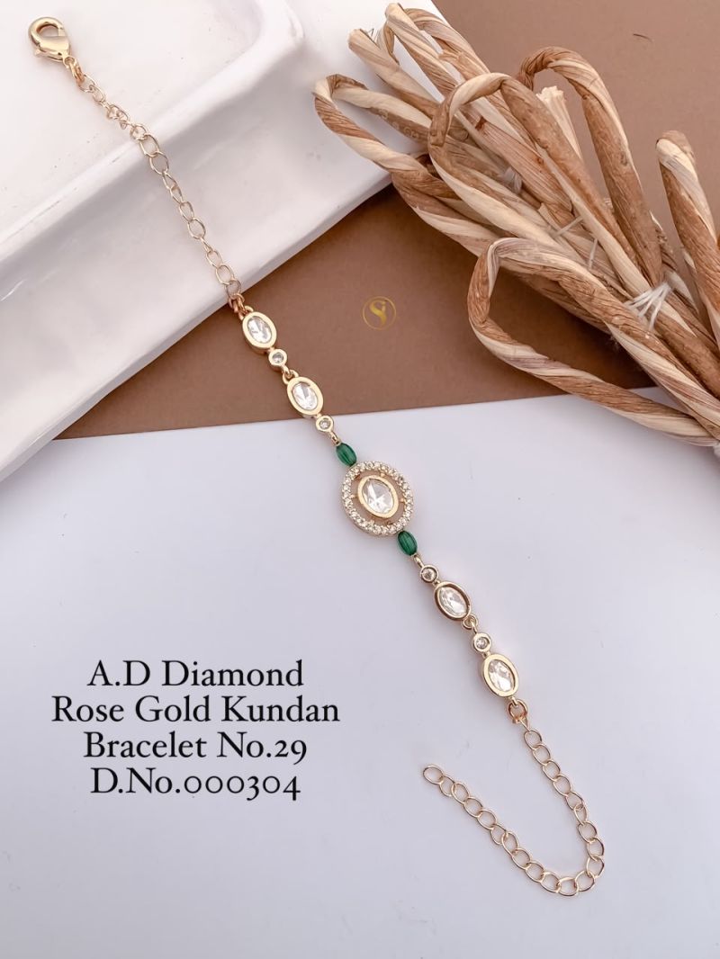 Amrah Wholesale AD Diamond Rose Gold Kundan Bracelet 29 Collection