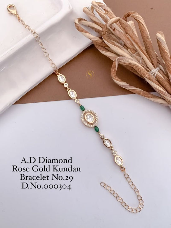 Amrah Wholesale AD Diamond Rose Gold Kundan Bracelet 29 Collection