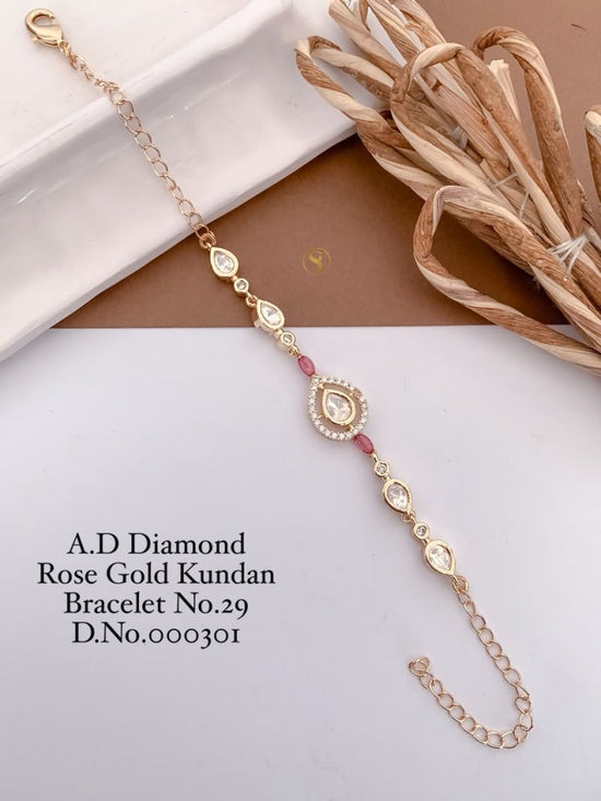 Amrah Wholesale AD Diamond Rose Gold Kundan Bracelet 29 Collection