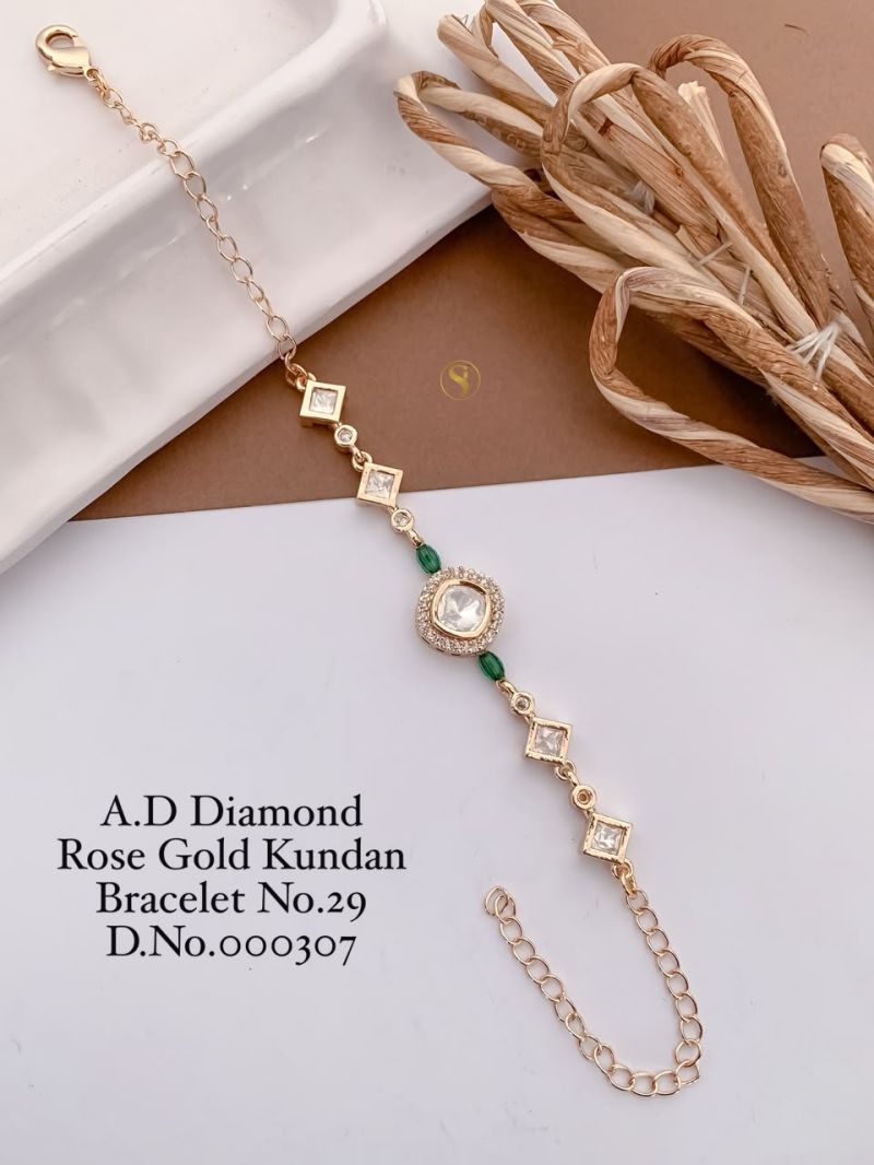 Amrah Wholesale AD Diamond Rose Gold Kundan Bracelet 29 Collection