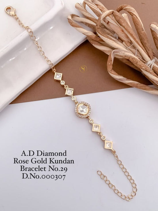 Amrah Wholesale AD Diamond Rose Gold Kundan Bracelet 29 Collection