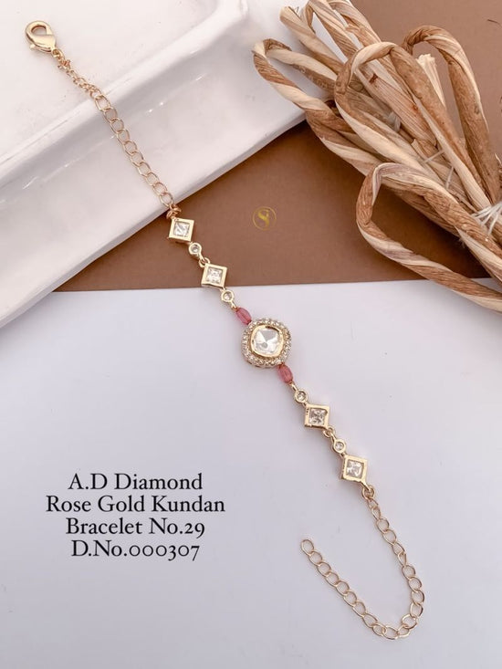 Amrah Wholesale AD Diamond Rose Gold Kundan Bracelet 29 Collection