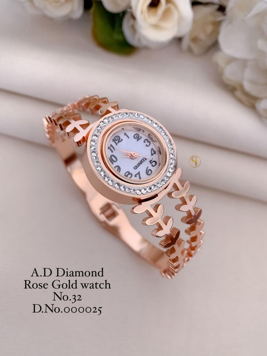 Amrah Wholesale Ad Diamond Rose Gold Watch Collection 1 Ad Diamond Imitation Jewellery