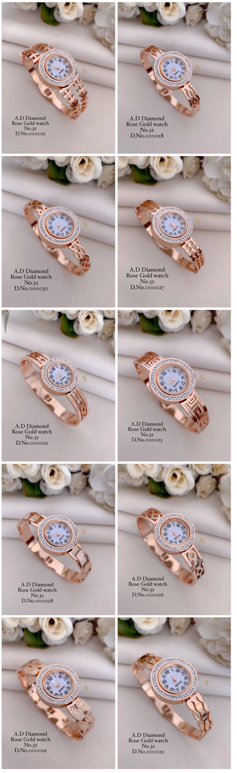 Amrah Wholesale Ad Diamond Rose Gold Watch Collection 1 Ad Diamond Imitation Jewellery