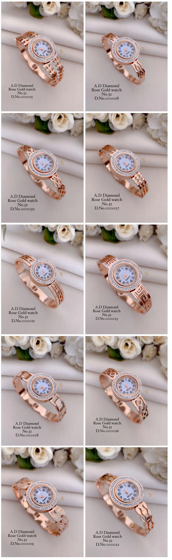 Amrah Wholesale Ad Diamond Rose Gold Watch Collection 1 Ad Diamond Imitation Jewellery
