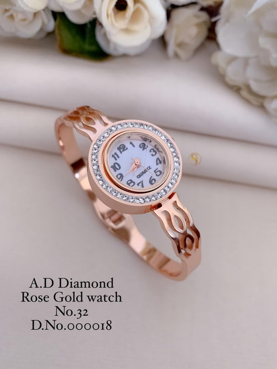 Amrah Wholesale Ad Diamond Rose Gold Watch Collection 1 Ad Diamond Imitation Jewellery