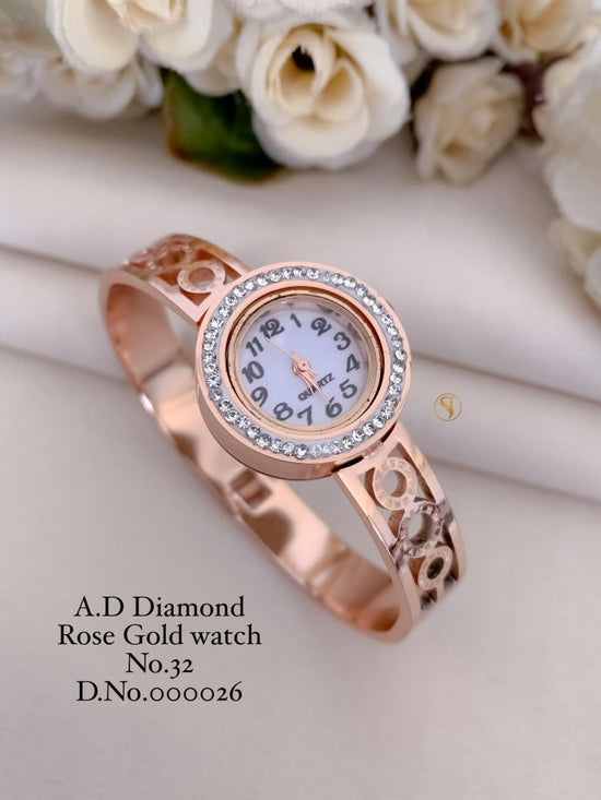 Amrah Wholesale Ad Diamond Rose Gold Watch Collection 1 Ad Diamond Imitation Jewellery