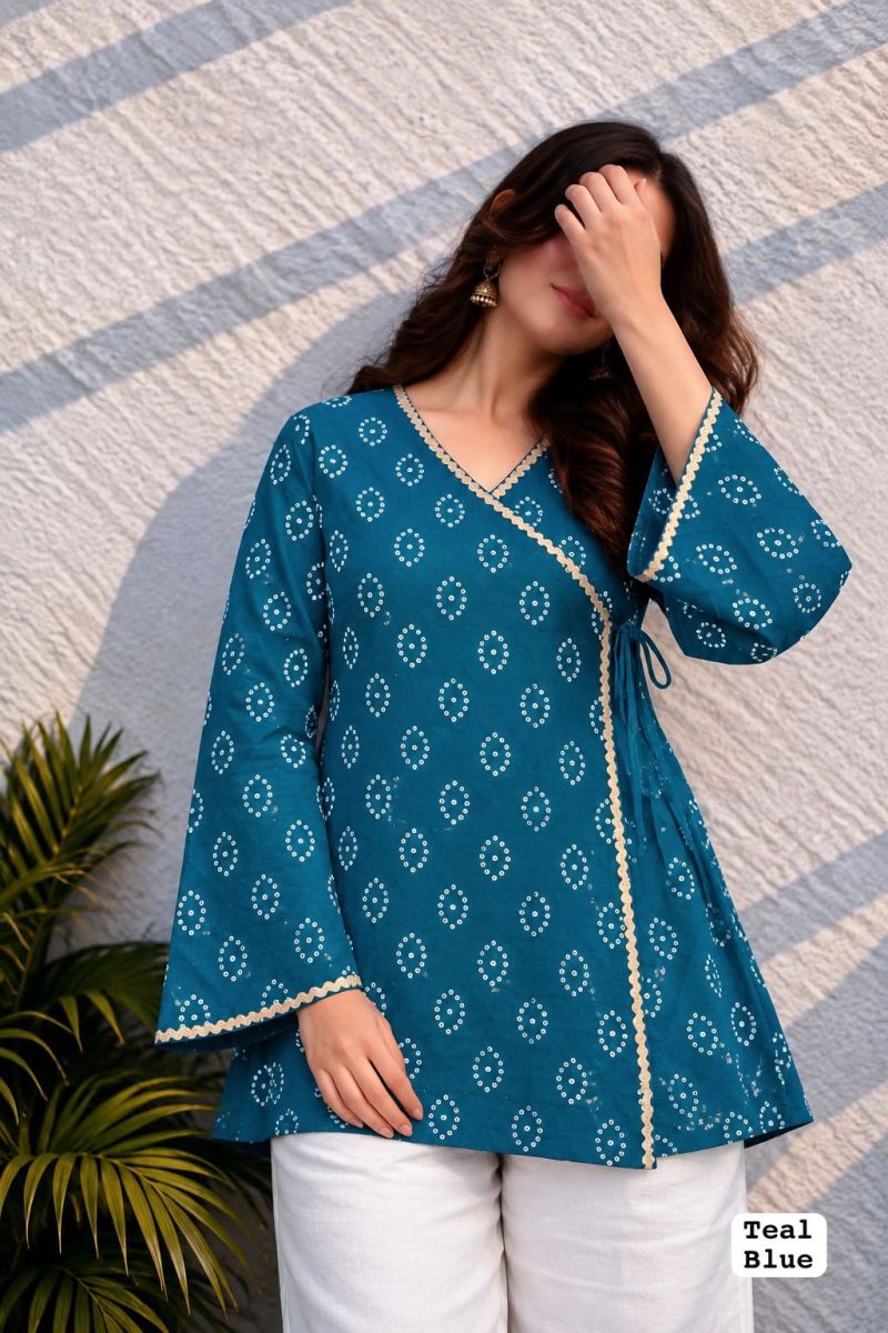 Amrah Wholesale Adaa Vol 5 Rayon Bandhani Printed Short Top