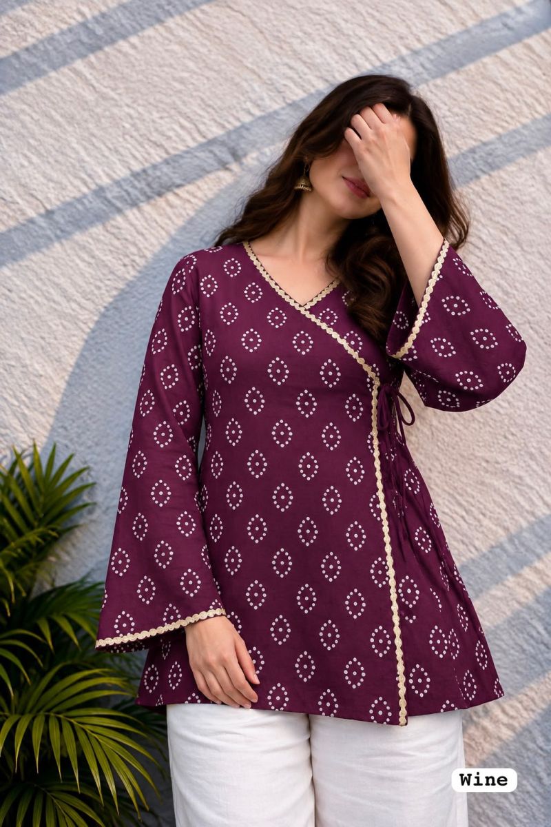 Amrah Wholesale Adaa Vol 5 Rayon Bandhani Printed Short Top