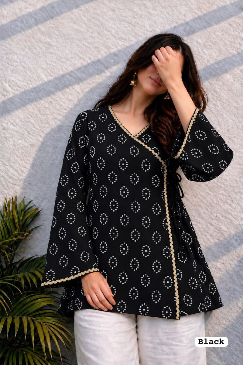 Amrah Wholesale Adaa Vol 5 Rayon Bandhani Printed Short Top