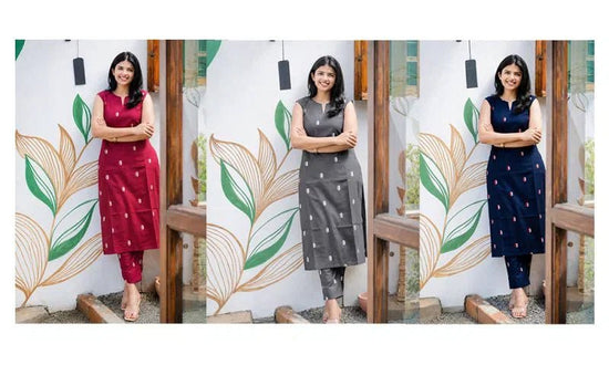 Amrah Wholesale Af 133 Cotton Blend Printed Kurti Pant Set - Amrah Wholesale