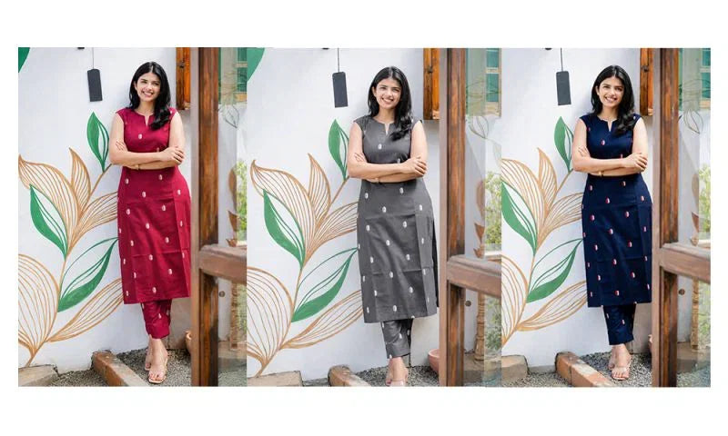 Amrah Wholesale Af 133 Cotton Blend Printed Kurti Pant Set