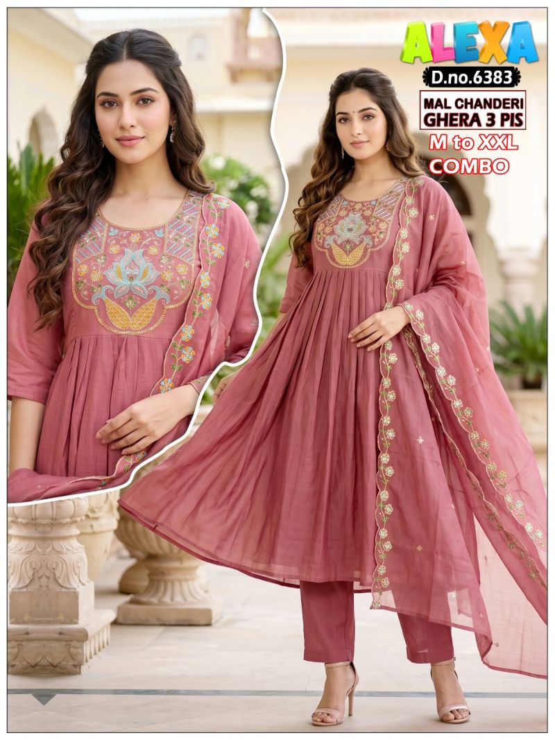 Amrah Wholesale Alexa Combo Vol 1 Mul Chanderi Kurti Pant Dupatta Set