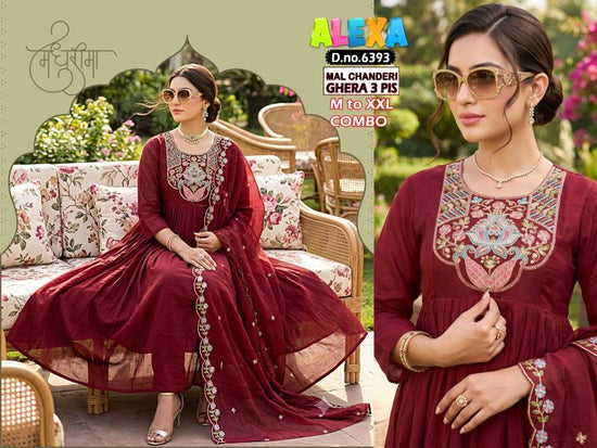 Amrah Wholesale Alexa Combo Vol 1 Mul Chanderi Kurti Pant Dupatta Set