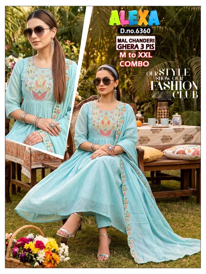 Amrah Wholesale Alexa Combo Vol 1 Mul Chanderi Kurti Pant Dupatta Set