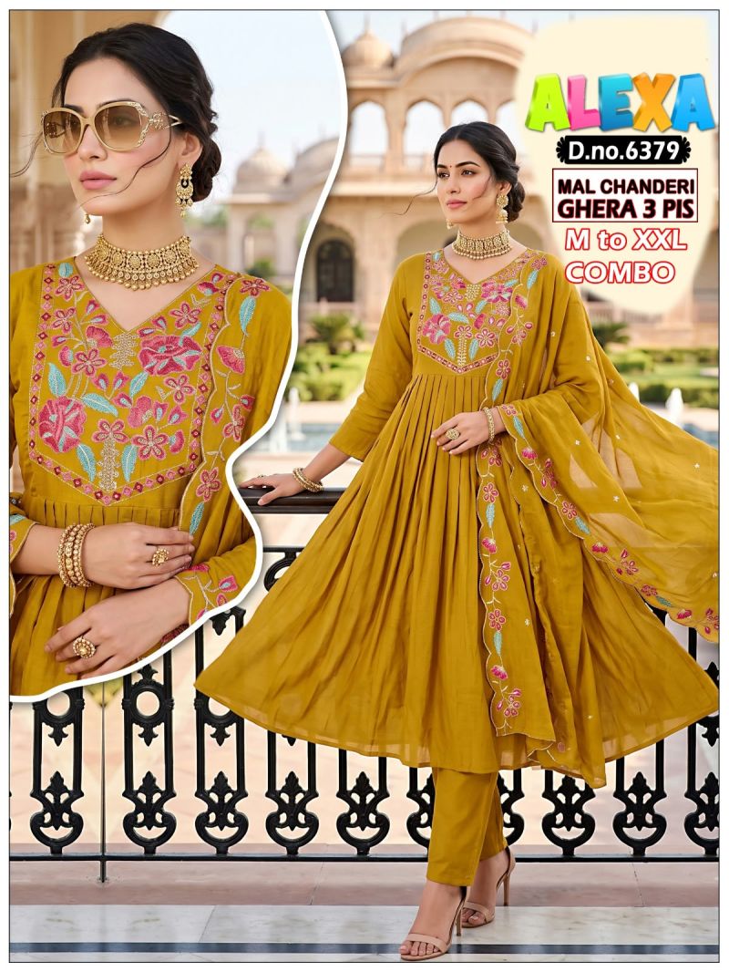 Amrah Wholesale Alexa Combo Vol 1 Mul Chanderi Kurti Pant Dupatta Set