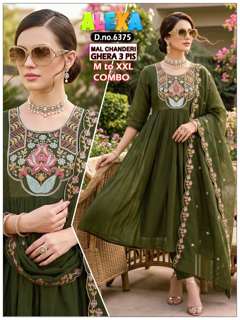Amrah Wholesale Alexa Combo Vol 1 Mul Chanderi Kurti Pant Dupatta Set