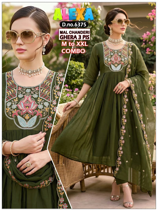 Amrah Wholesale Alexa Combo Vol 1 Mul Chanderi Kurti Pant Dupatta Set