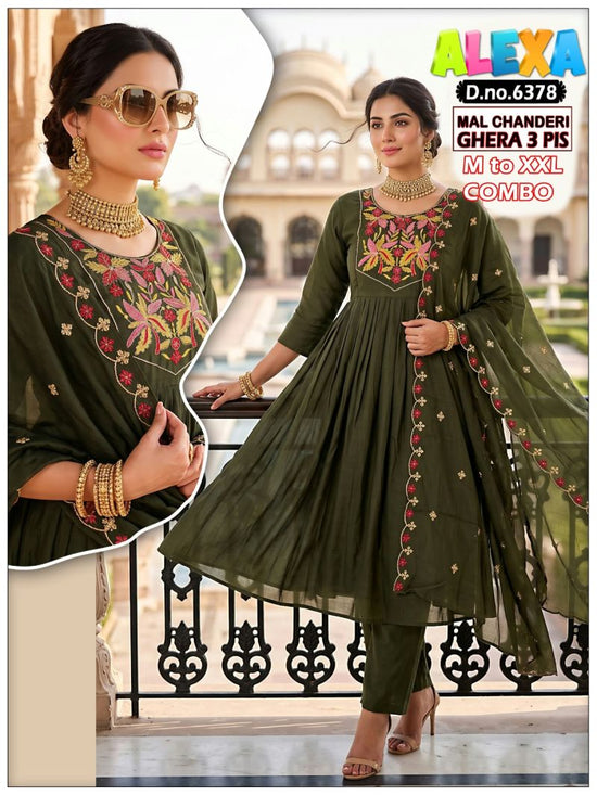 Amrah Wholesale Alexa Combo Vol 1 Mul Chanderi Kurti Pant Dupatta Set