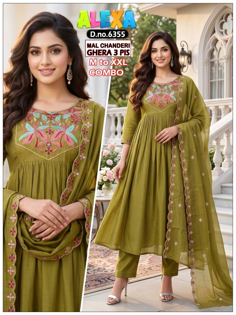 Amrah Wholesale Alexa Combo Vol 1 Mul Chanderi Kurti Pant Dupatta Set