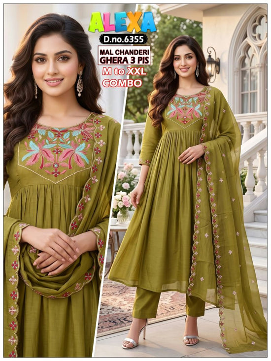 Amrah Wholesale Alexa Combo Vol 1 Mul Chanderi Kurti Pant Dupatta Set