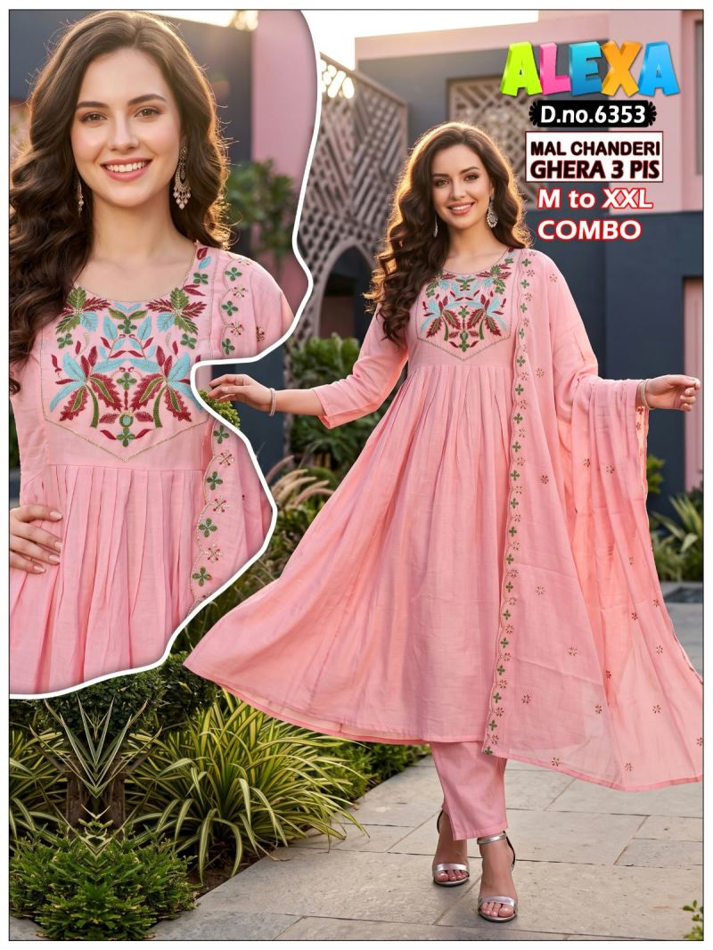 Amrah Wholesale Alexa Combo Vol 1 Mul Chanderi Kurti Pant Dupatta Set