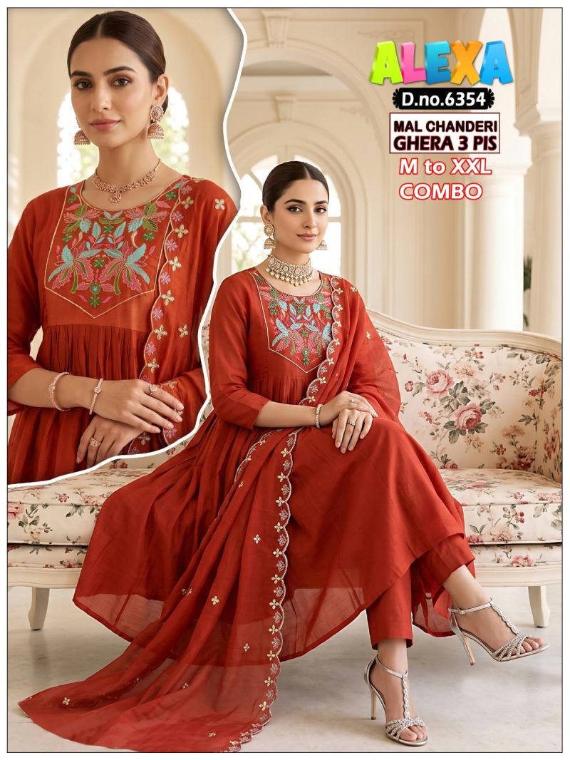 Amrah Wholesale Alexa Combo Vol 1 Mul Chanderi Kurti Pant Dupatta Set