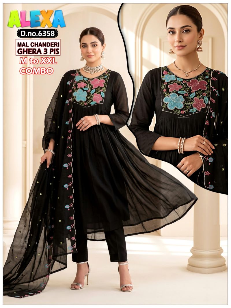 Amrah Wholesale Alexa Combo Vol 1 Mul Chanderi Kurti Pant Dupatta Set