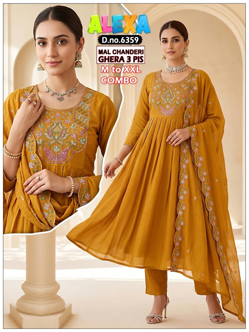 Amrah Wholesale Alexa Combo Vol 1 Mul Chanderi Kurti Pant Dupatta Set