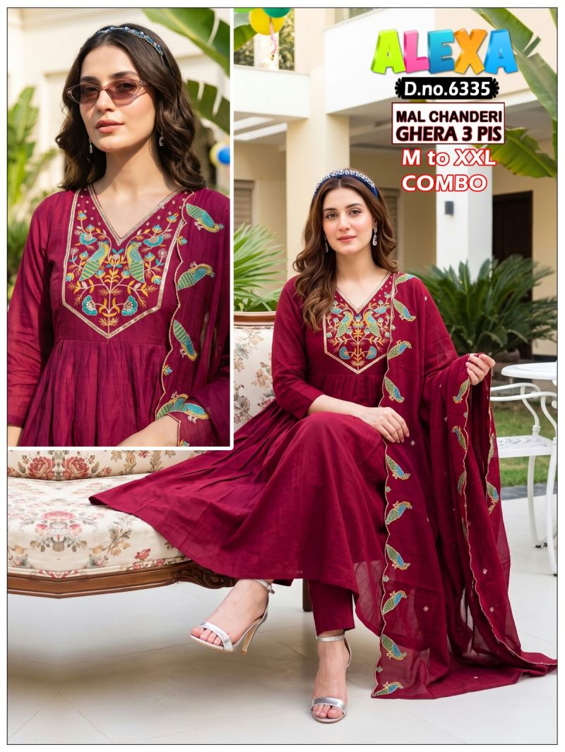 Amrah Wholesale Alexa Combo Vol 1 Mul Chanderi Kurti Pant Dupatta Set