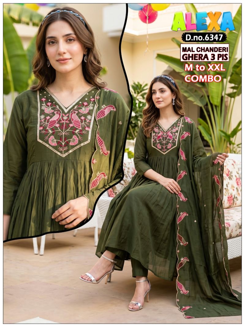 Amrah Wholesale Alexa Combo Vol 1 Mul Chanderi Kurti Pant Dupatta Set