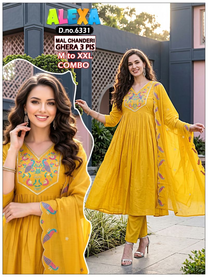Amrah Wholesale Alexa Combo Vol 1 Mul Chanderi Kurti Pant Dupatta Set