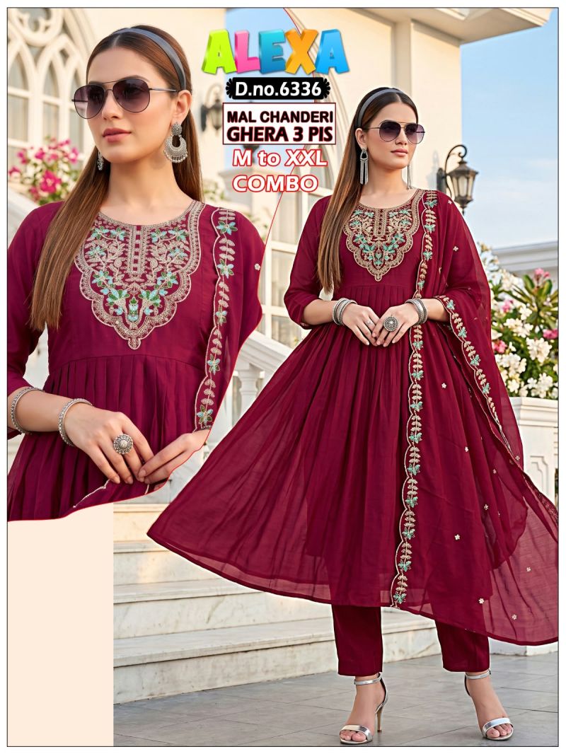 Amrah Wholesale Alexa Combo Vol 1 Mul Chanderi Kurti Pant Dupatta Set