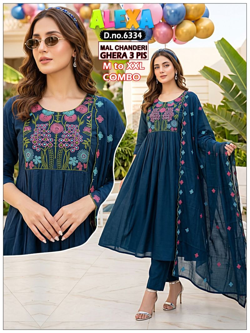 Amrah Wholesale Alexa Combo Vol 1 Mul Chanderi Kurti Pant Dupatta Set