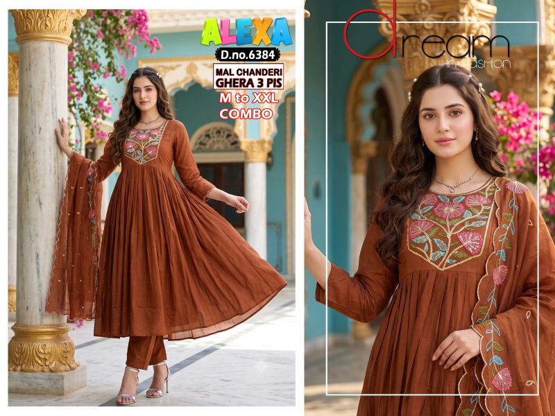 Amrah Wholesale Alexa Combo Vol 1 Mul Chanderi Kurti Pant Dupatta Set