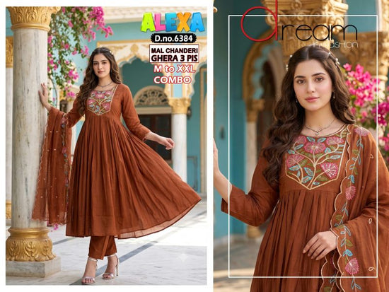 Amrah Wholesale Alexa Combo Vol 1 Mul Chanderi Kurti Pant Dupatta Set