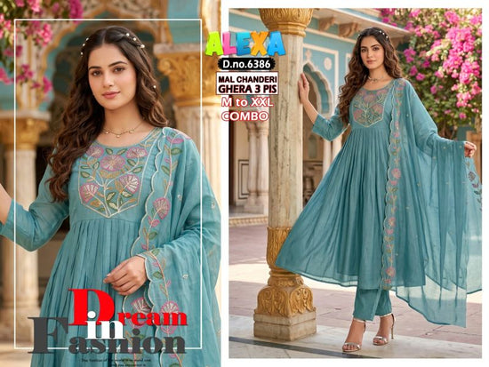 Amrah Wholesale Alexa Combo Vol 1 Mul Chanderi Kurti Pant Dupatta Set
