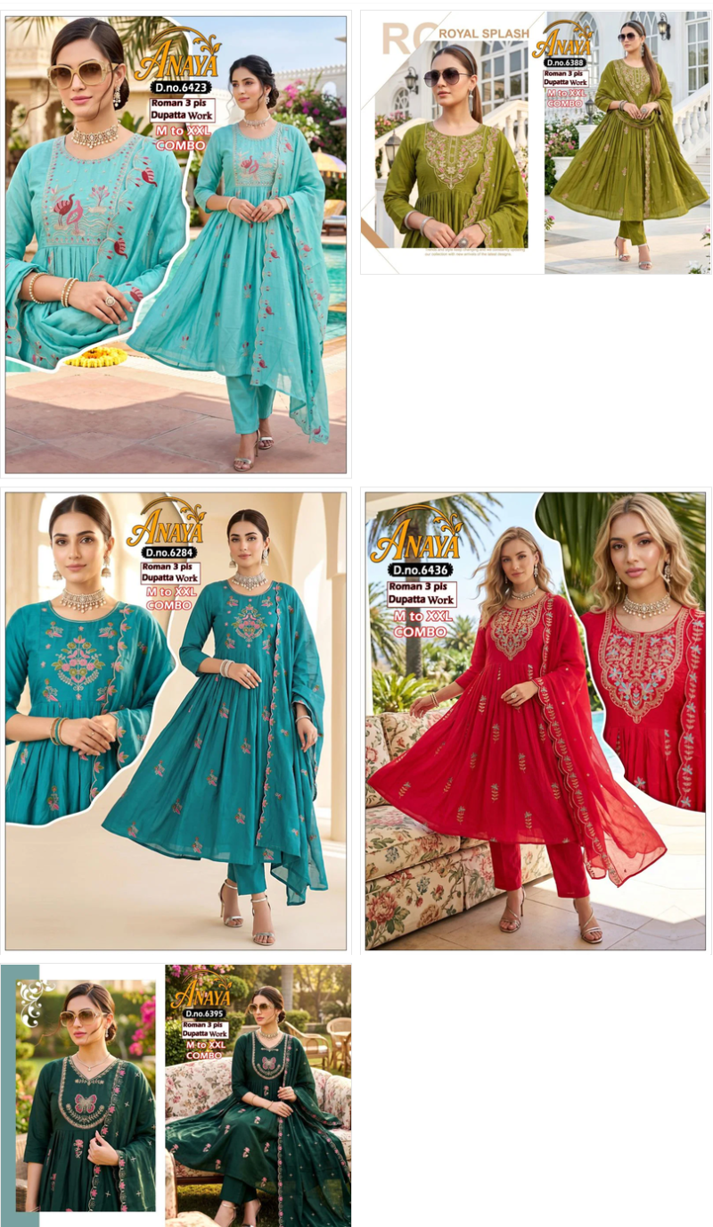 Amrah Wholesale Anaya Combo Roman Silk Kurti Pant Dupatta Set