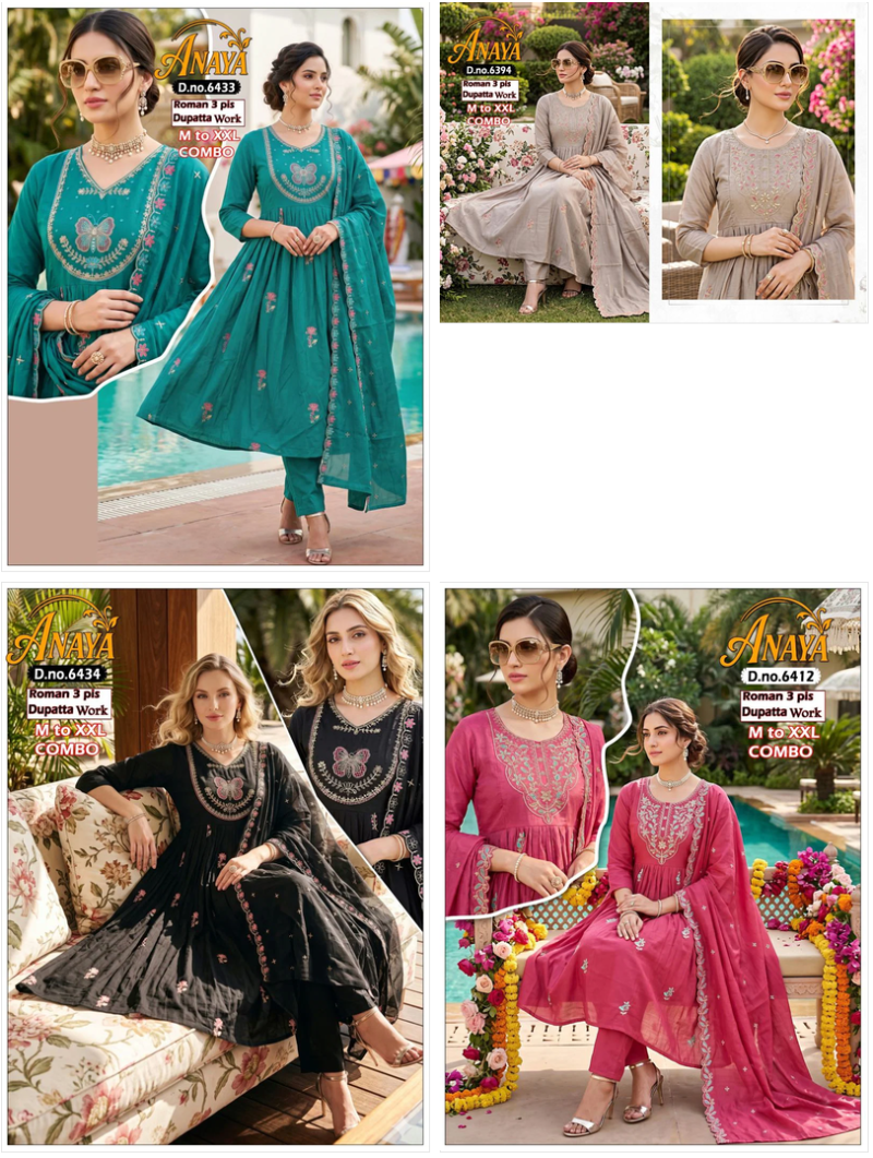 Amrah Wholesale Anaya Combo Roman Silk Kurti Pant Dupatta Set
