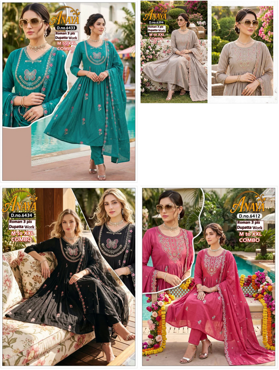 Amrah Wholesale Anaya Combo Roman Silk Kurti Pant Dupatta Set