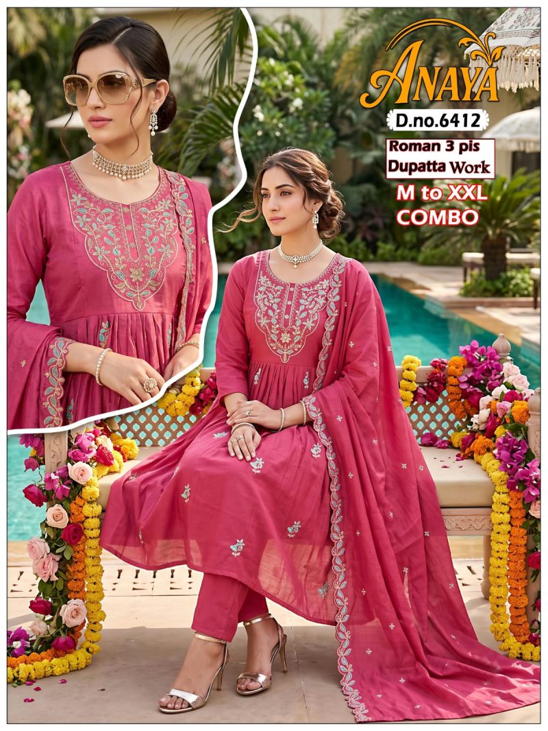 Amrah Wholesale Anaya Combo Roman Silk Kurti Pant Dupatta Set