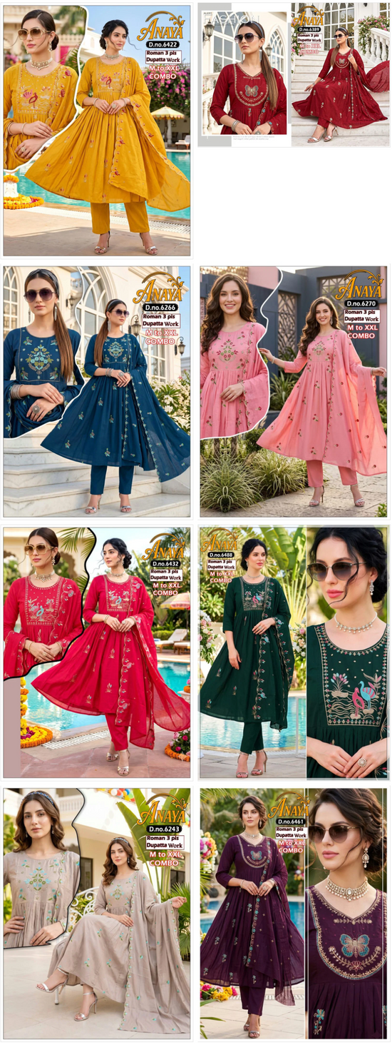 Amrah Wholesale Anaya Combo Roman Silk Kurti Pant Dupatta Set