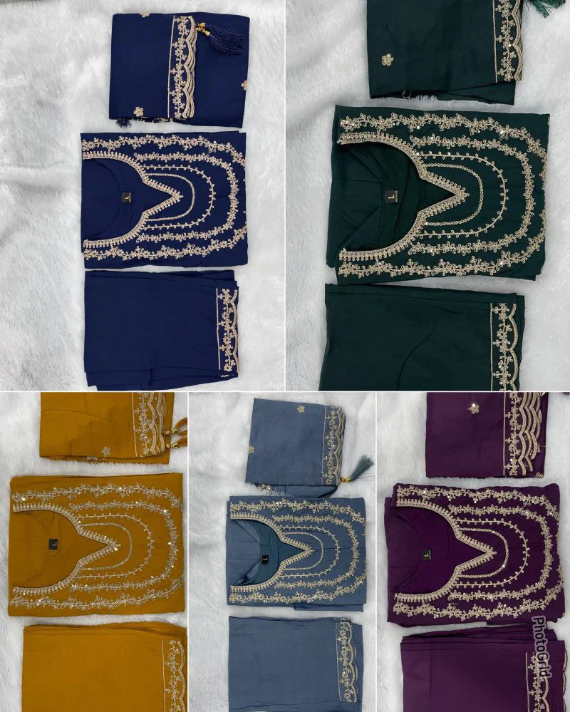 Amrah Wholesale Anaya Vol 1 Roman Silk Embroidered Anarkali Kurti Pant Dupatta Set