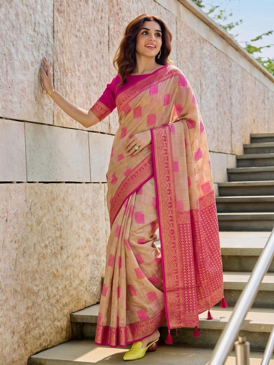 Amrah Wholesale Ast Asopalav Soft Linen Cotton Zari Weaving Saree - Amrah Wholesale