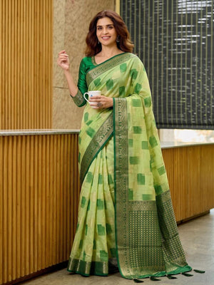 Amrah Wholesale Ast Asopalav Soft Linen Cotton Zari Weaving Saree