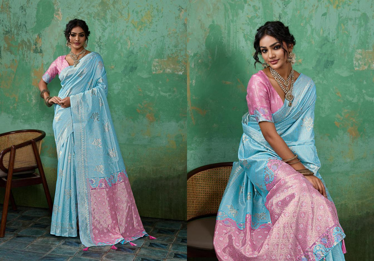 Amrah Wholesale Ast Blossom 1 Linen Cotton Saree - Amrah Wholesale