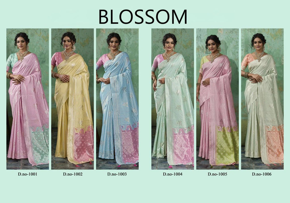 Amrah Wholesale Ast Blossom 1 Linen Cotton Saree - Amrah Wholesale